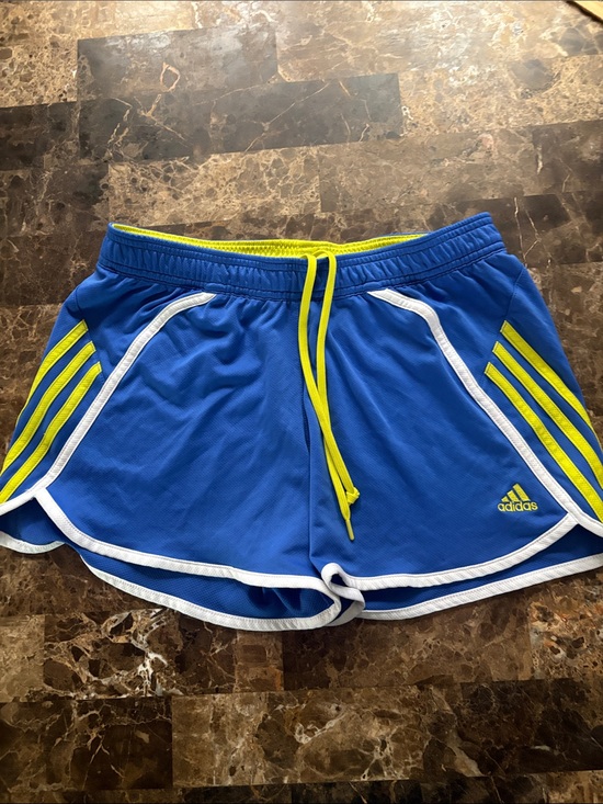 adidas Pants - adidas Royal Blue Shorts with Neon Yellow Trim Ssz